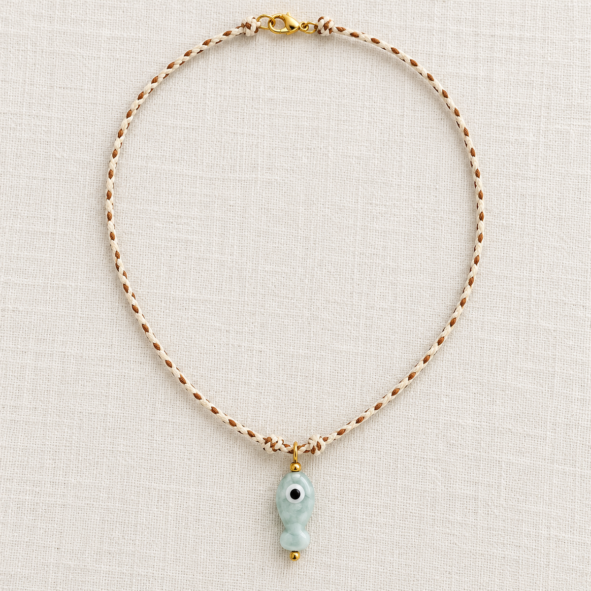 Blue and Beige Fish Necklace