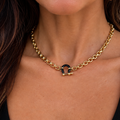 Gold Filled Rolo Chain with Black Clasp Pendant