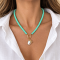 Turquoise Necklace with Large Pearl and Starfish