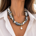Scarf Necklace with Pearl